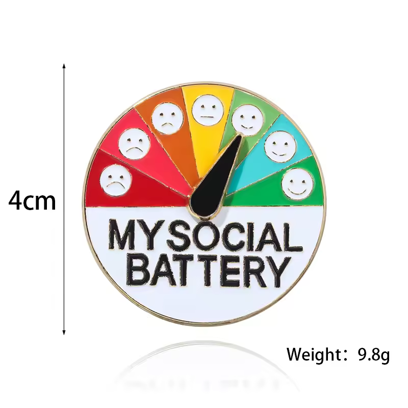 Mood Expression Pins for Women Men My Social Battery Brooches on Clothes Funny Alloy Badge Gifts - Image 10