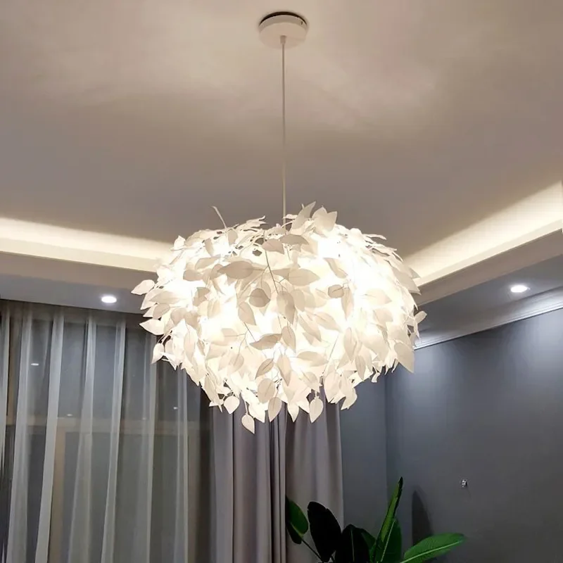 Modern LED Chandelier Creative Personality Feather Round Led Lamp Restaurant Bar Cafe Living Room Lamp Chandelier Lighting