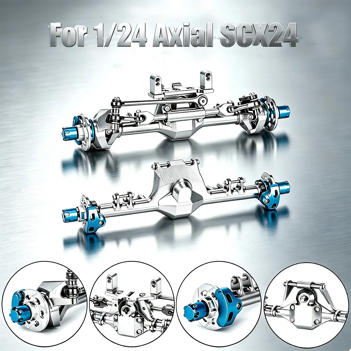 Front Rear Straight Axle +9mm Aluminum for SCX24 – Hydraulic Steering Link Set for Deadbolt Gladiator 1/24