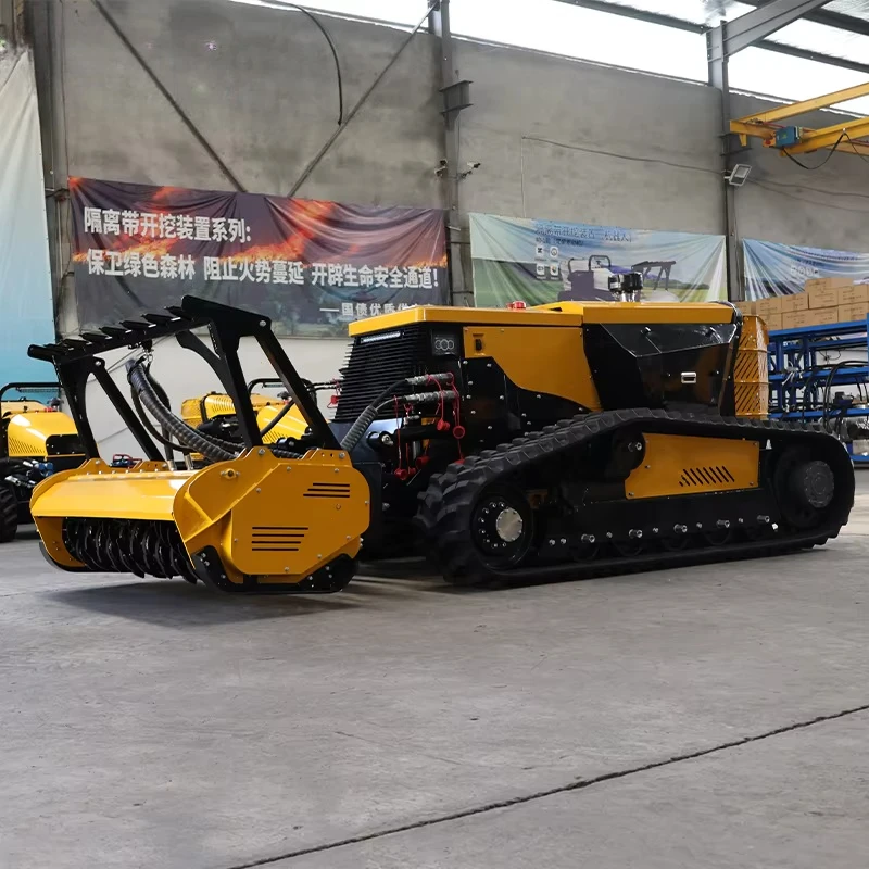 Professional 75HP 4WD Slope Mower Crawler Mulching Robot 22 Cutting Width 120 min Battery Life for Forest Fire Prevention Land