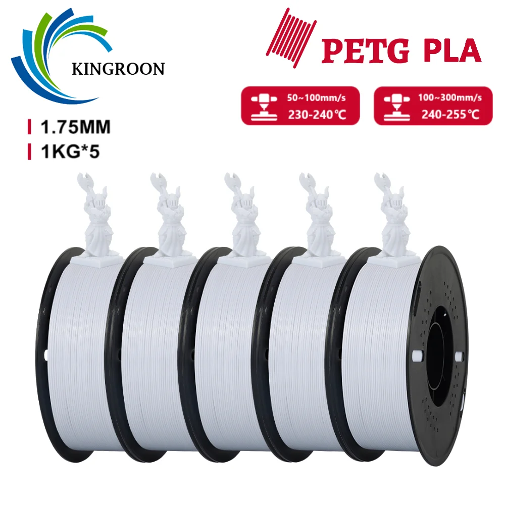 KINGROON 5KG PLA/PETG 3D Printer Filament 1.75mm 100% No Bubble Non-Toxic PLA 3D Printing Material for 3D Printer & 3D Pen