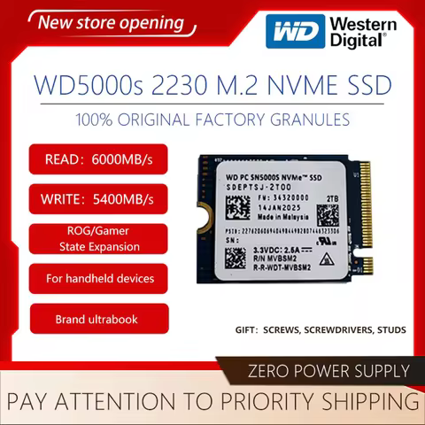 Western Digital WD SN5000s M.2 NVMe 2230 SSD 2TB Solid State Drive PCIe4.0 Gen4 for Ultrabook、PC