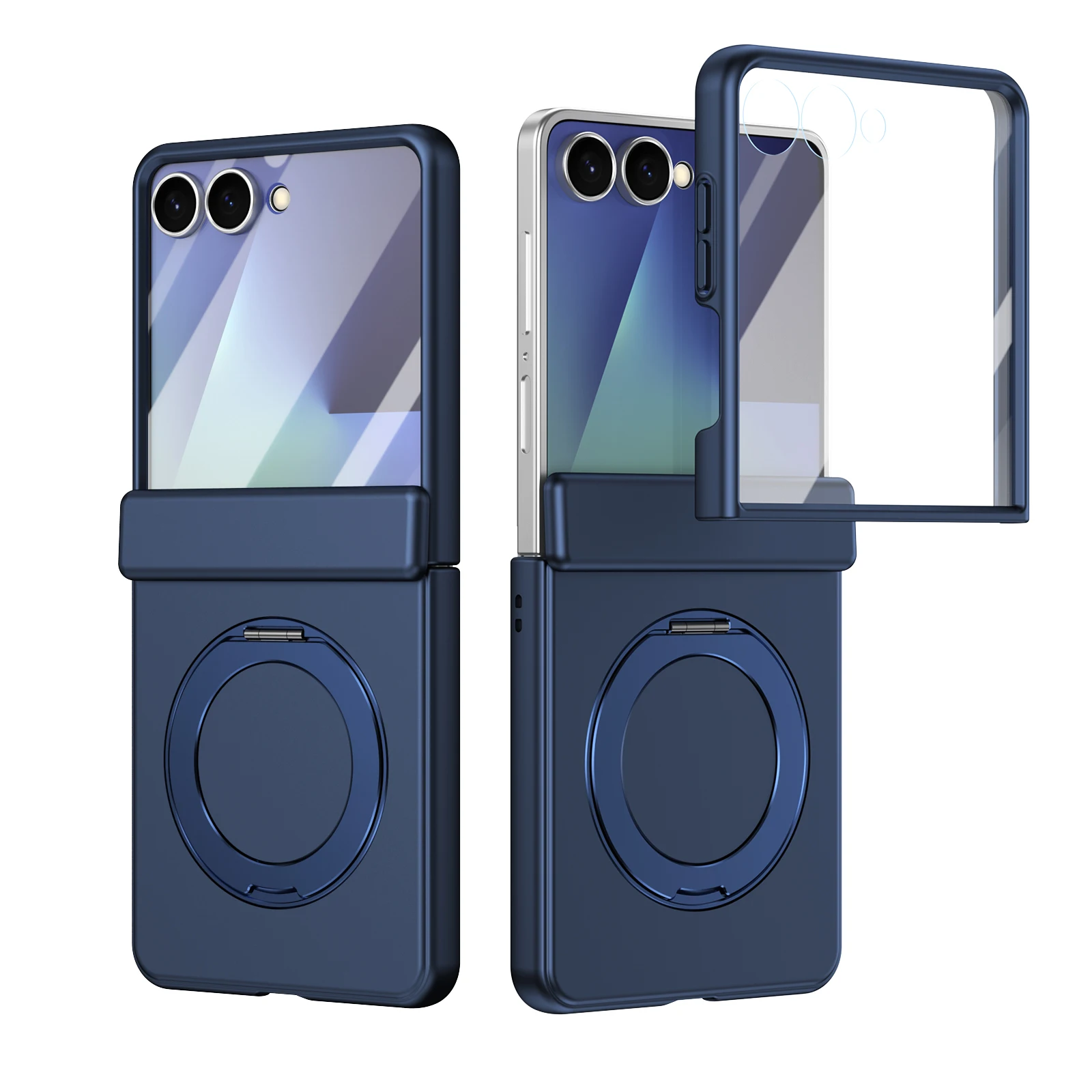 360 Rotating Skin-Friendly Matte Magnetic Case For Samsung Galaxy Z Flip 8 7 6 5 Flip7 Stand Cover With Glass Screen Protector