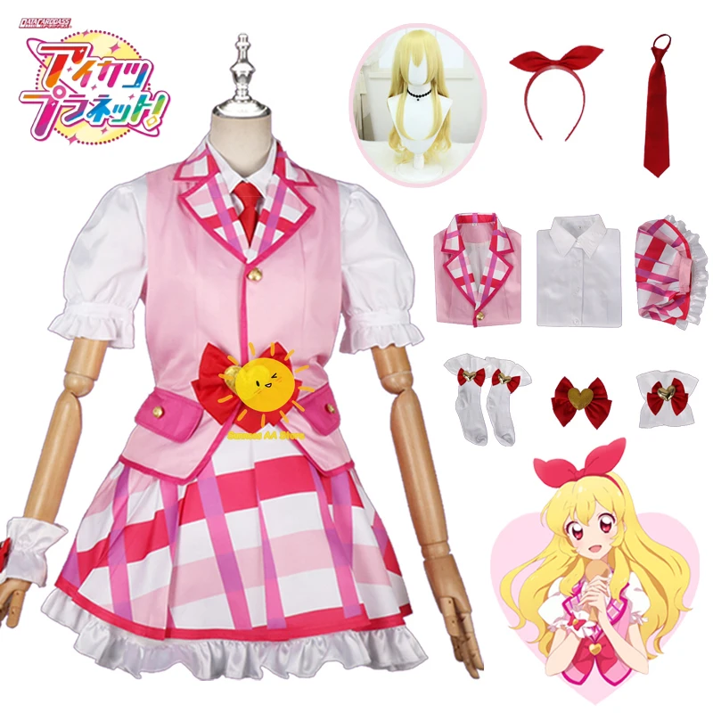 Disfraz de Anime Hoshimiya Ichigo para mujer y niña, uniforme de Aikatsu, vestido de Halloween, fiesta de Carnaval