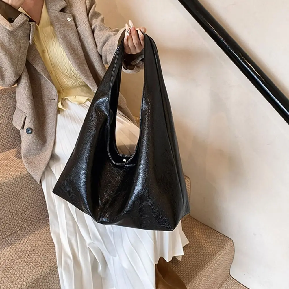 

Корейская ретро-сумка-тоут из искусственной кожи, большая вместительная сумка-тоут из ПУ кожи, однотонная, вместительная сумка на плечо для женщин