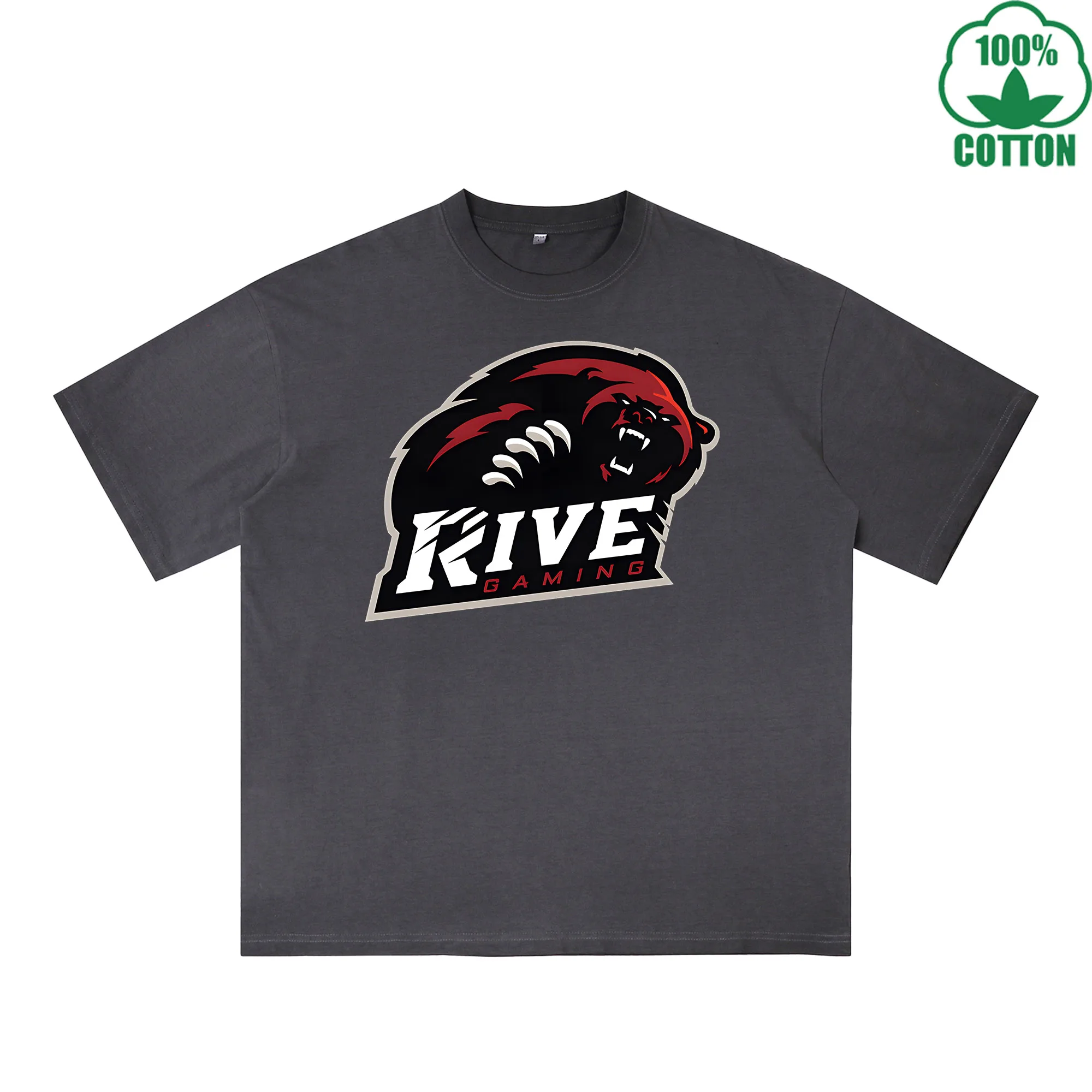 

Rive Gaming Printed Dirty WashT-Shirt 230G Multicolor Loose Trendy Fashionable 100%Cotton Short Sleeve Top