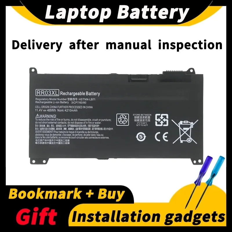 

For HP ProBook 430 440 450 455 470 G4 G5 ZHAN 66 Pro G1 HSN-Q01C HSTNN-LB7I RR03XL 851477-421 11.4V 48wh/4210mAh laptop battery