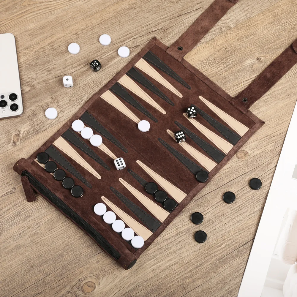 Backgammon Chess 2-in-1 Chessboard Double-sided Super Thousand Suede Portable Outdoor Travel Chessboard