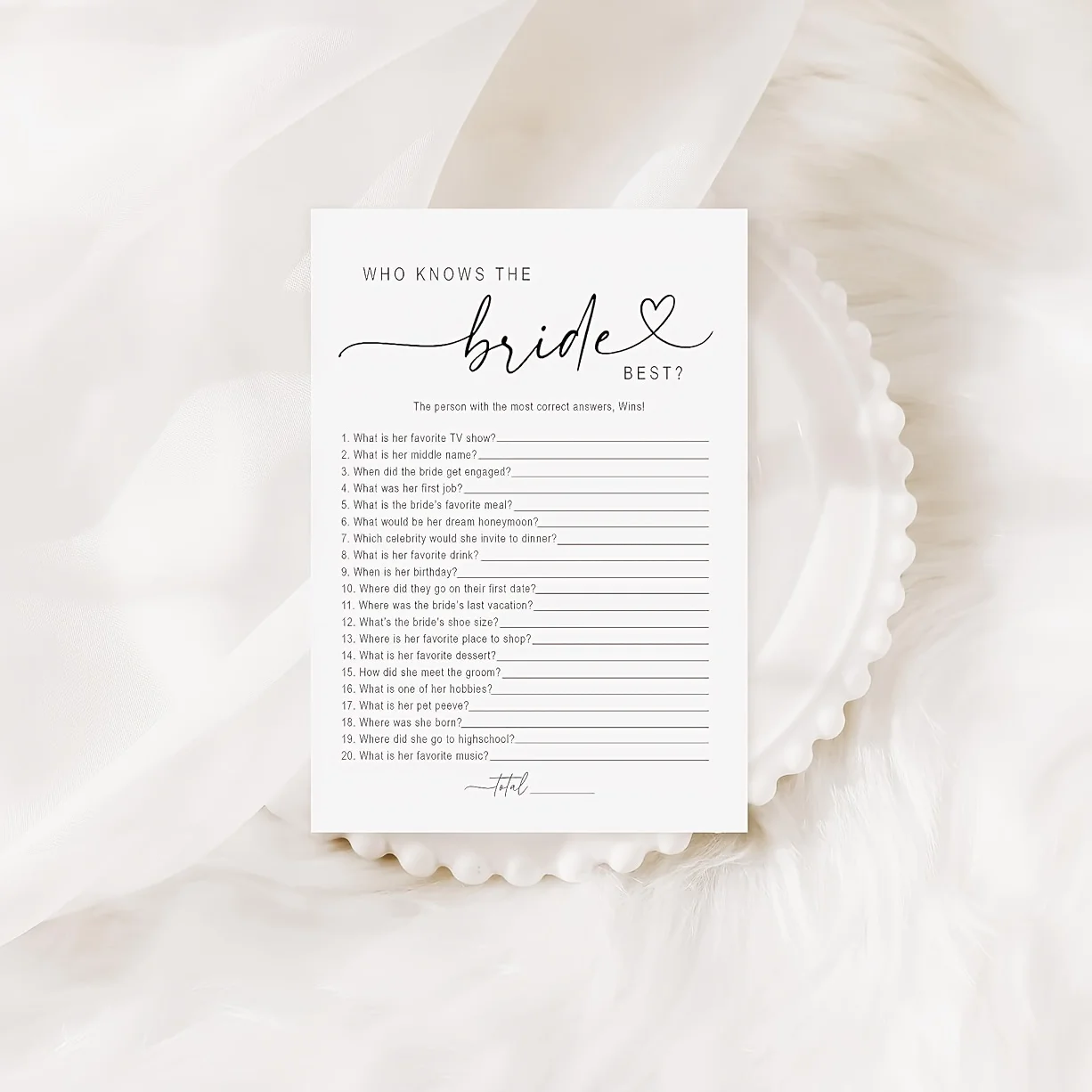 20pcs Bridal Shower Games Who Knows The Bride Best Cards, Fun Activities For Weddings, Bridal Showers And Bachelorette Parties