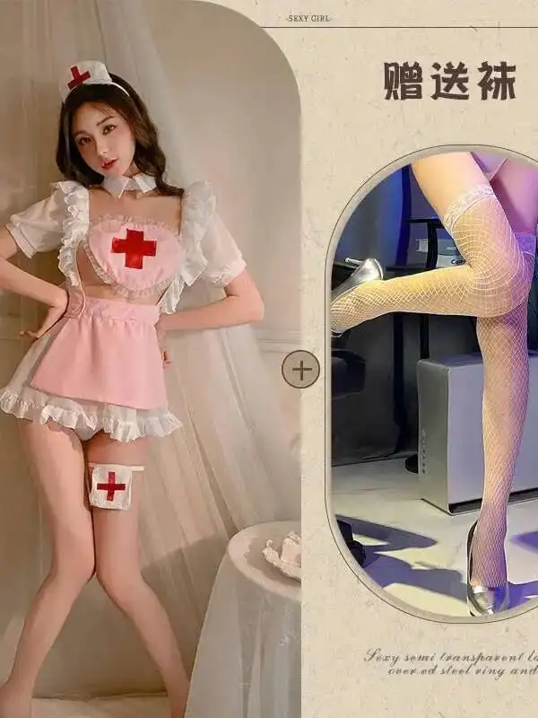 スクエア2025セクシーネックレースメッシュシースルー半袖スイートメイド服ワンピース女性用ウエストシェイプスリムAラインショートドレス1AG8