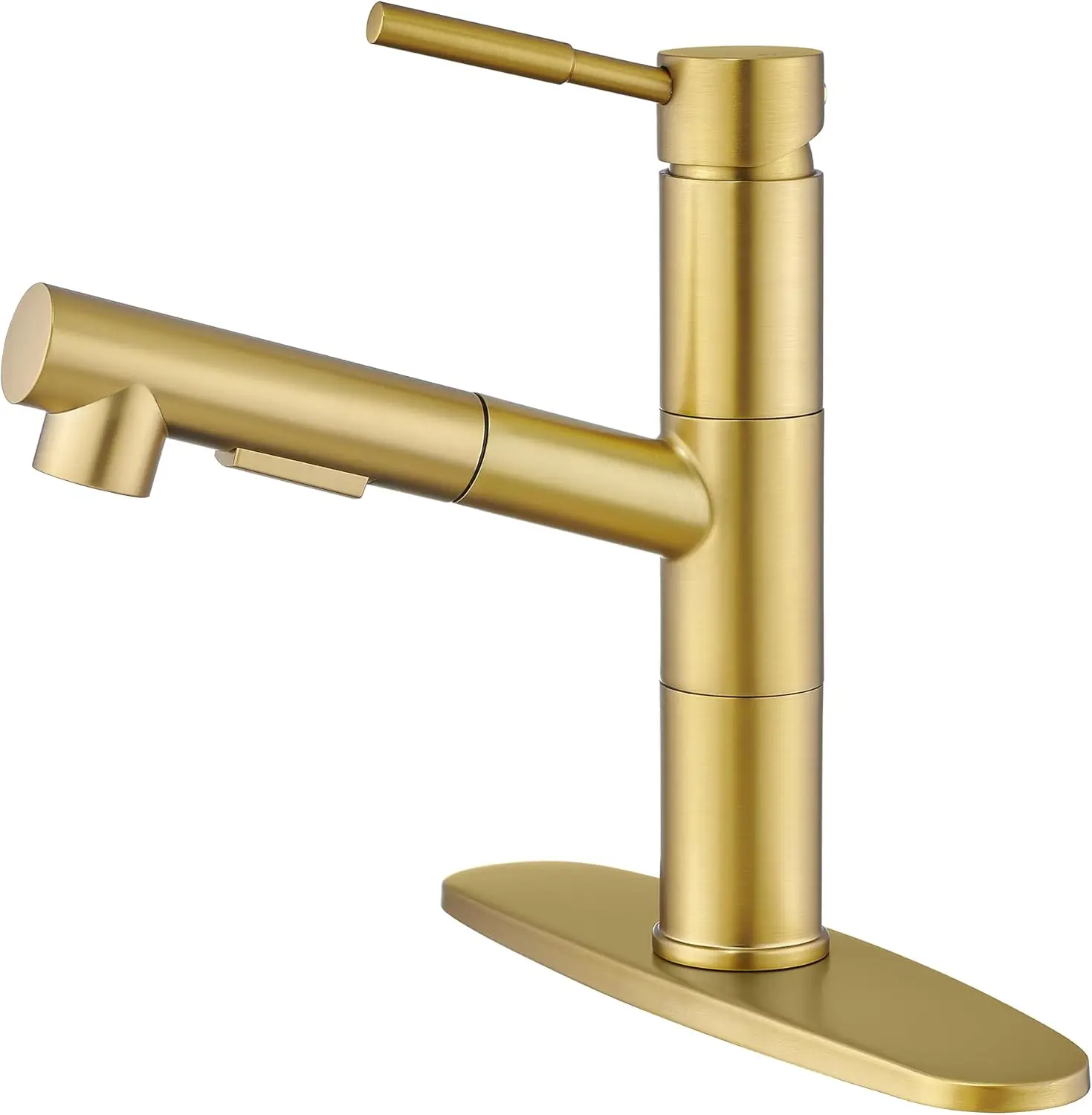 

Gold Kitchen Faucets, Brushed Gold Kitchen Faucet with Pull Down Sprayer, Modern Stainless Steel Kitchen Sink Faucet, Low Arc Sm