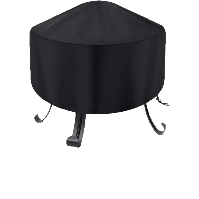 Round Outdoor Fire Pit Cover Thick Oxford Waterproof UV Dustproof BBQ Grill Protector With Drawstring Wholesale