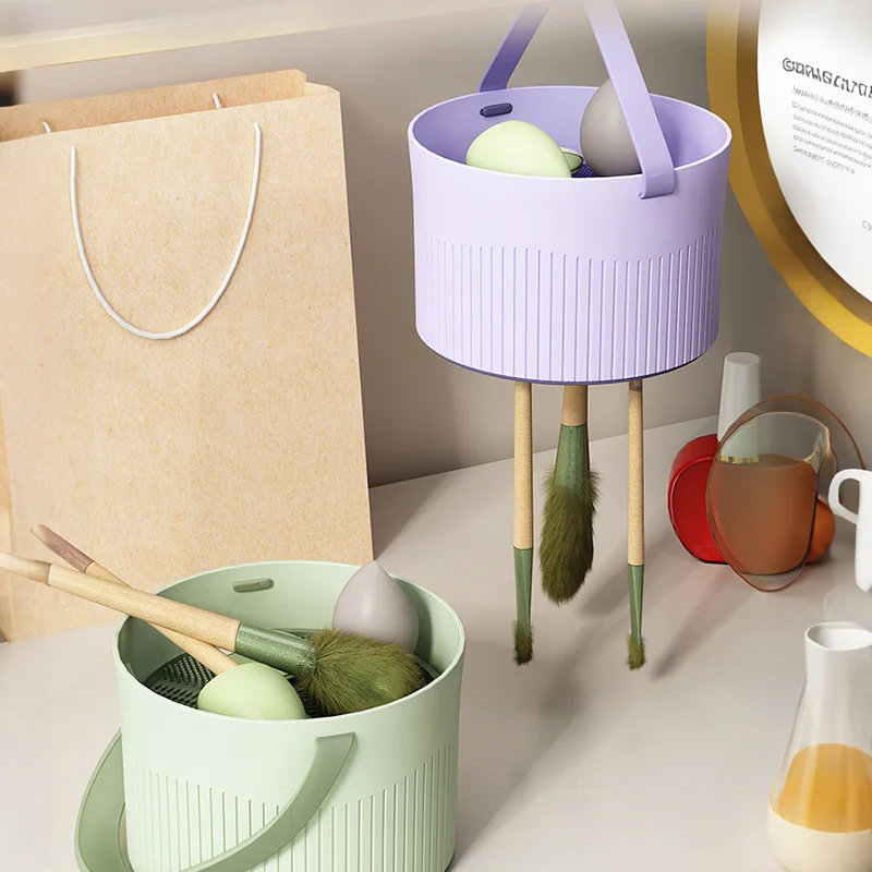 Spazzola per trucco in silicone 3 in 1, tappetino per ciotola pulita e stendino - Strumento per pulizia e asciugatura all'aria dei pennelli cosmetici, kit organizer per strumenti di bellezza