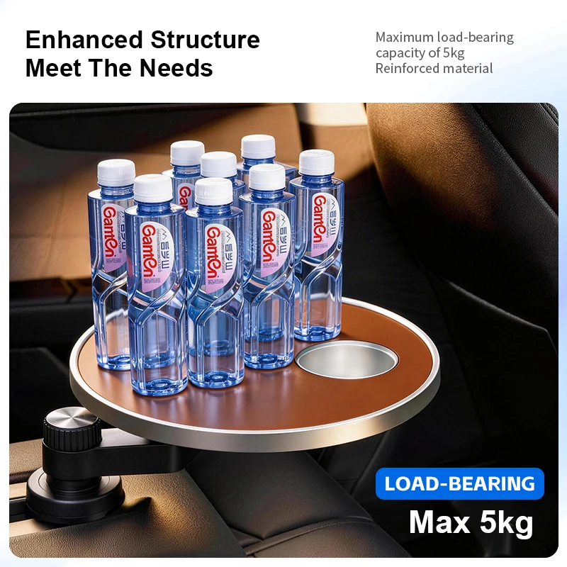 360° Rotatable Car Suspended Tray Table, Multifunctional Auto Cup Holder Desk for Dining Office Makeup, Max 5kg Bearing Car Food