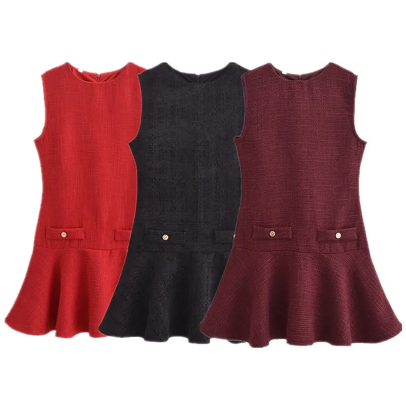 Ele ort Svel round Ne Dr 2024 Autumn Winter New Arrival Women's Faion Texture Classy Sle Single Piece