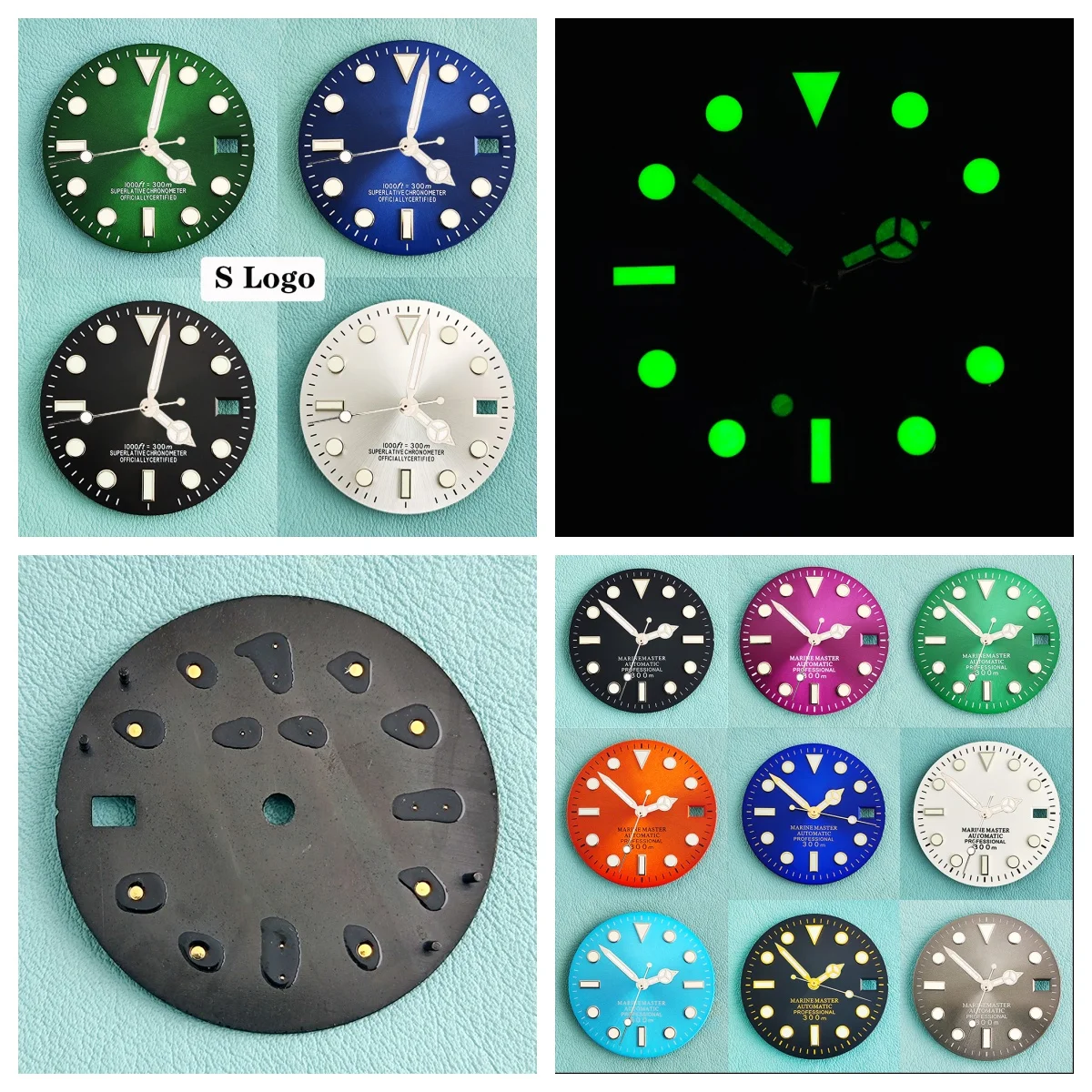 New 28.5MM NH35 dial SUB dial NH36 dial blue luminous watch pointer dial calendar watch accessories dial