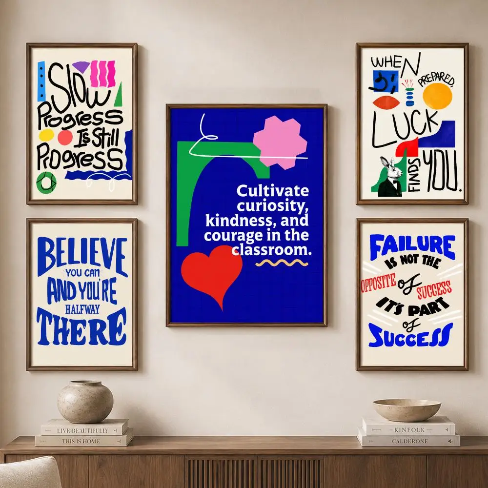 Positive Growth Mindset Motivational Classroom Quote Graphic Poster Modern Aesthetic Wall Art for Home Bar Cafe Bathroom Decor
