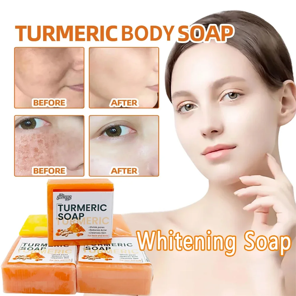 

Remove Pimples Dark Spots Lightening Ginger Handmade SoapTurmeric Soap Face Cleansing Anti Acne Whitening Skin Lightening Face