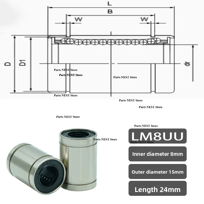 2/5PCS Bearing LM8UU LM3UU LM10UU LM16UU LM6UU LM12UU LM4UU LM5UU Linear Bushings CNC Linear Bearings Linear Axis Parts