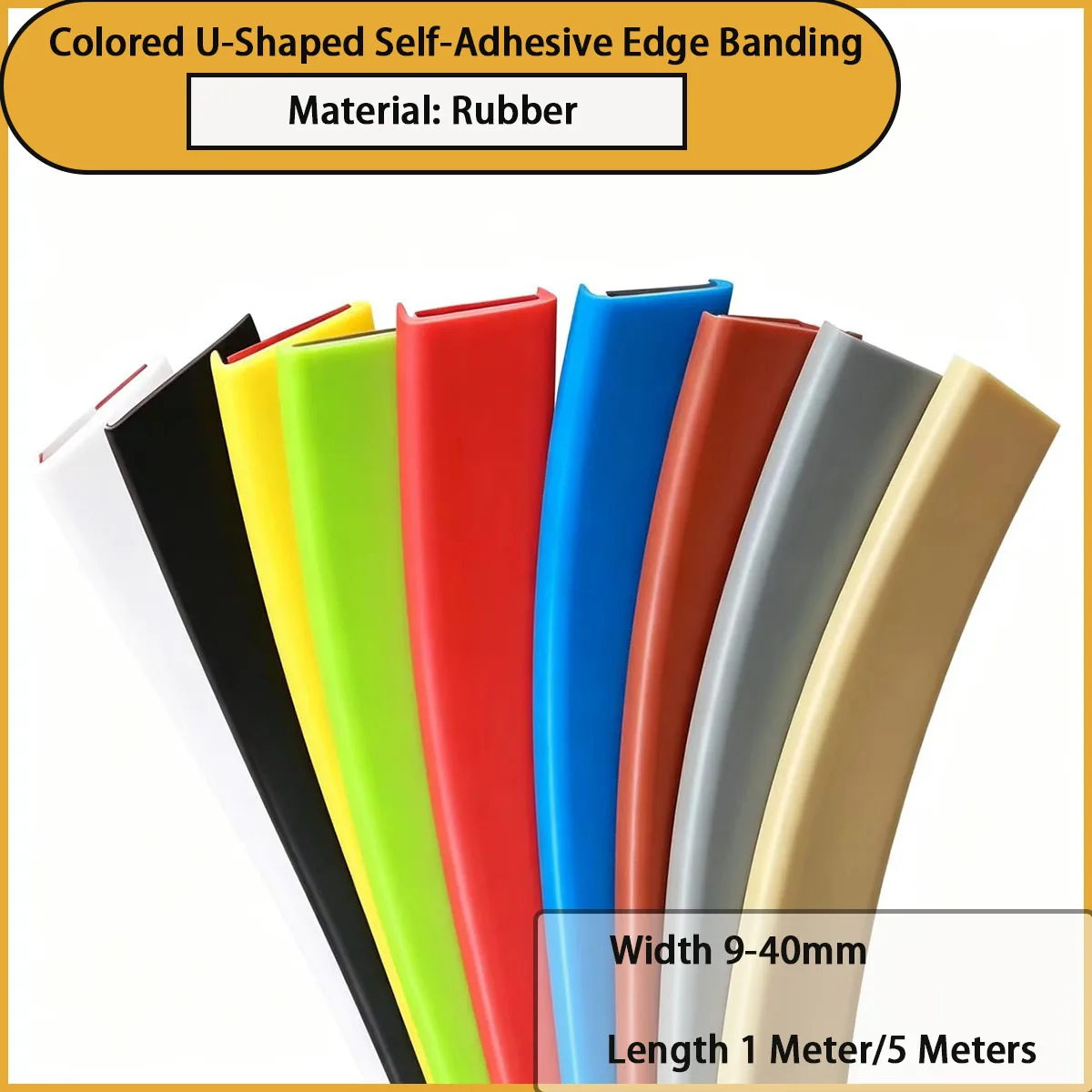 Width 9-40mm colored U-shaped self-adhesive edge banding for wooden boards, density boards, cabinets, furniture, etc