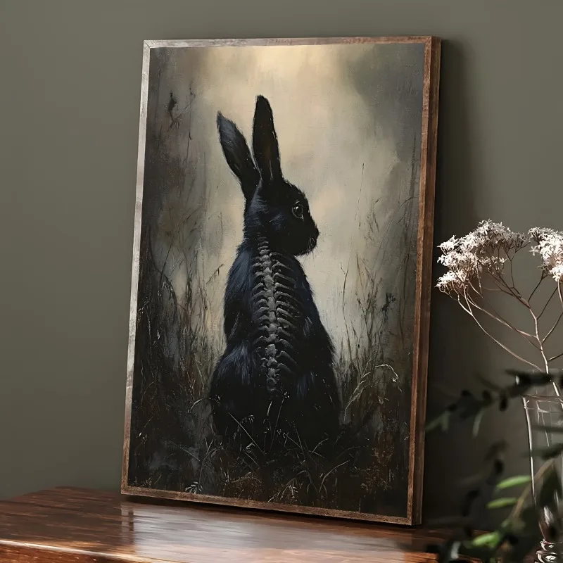 

Unframed Haunted Forest Rabbit Posters, Mystical and Gothic Art of Life and Death Haunted Canvas Painting, Wall Artwork Decor