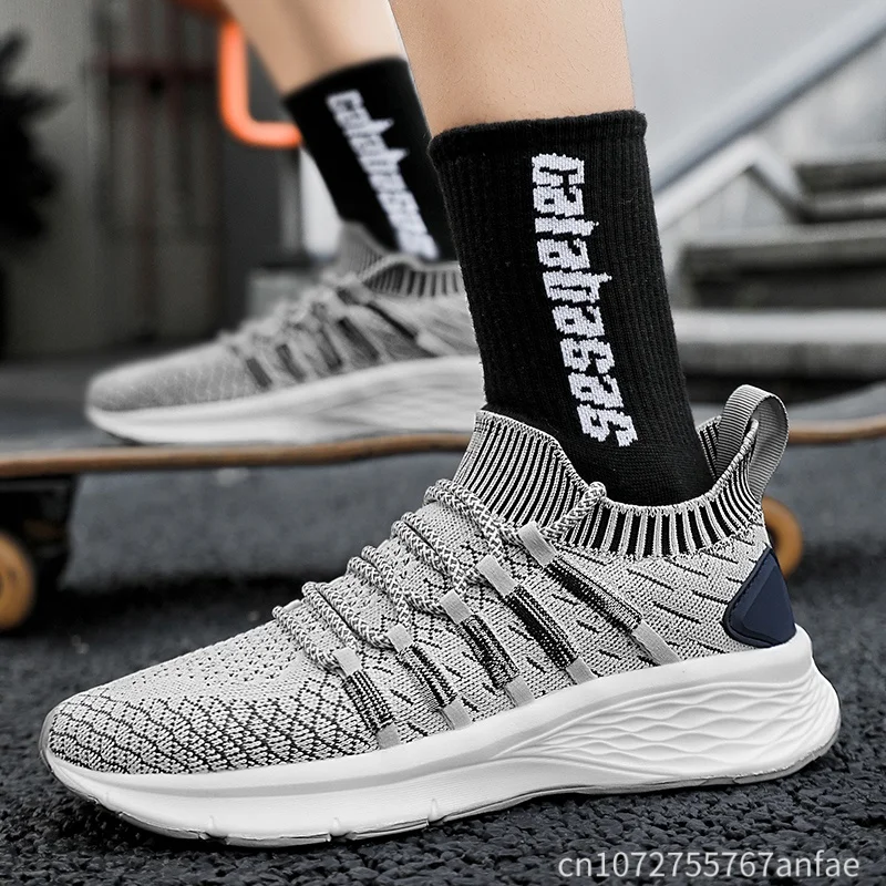

Men Running Shoes Sport Shock-absorbing Elastic Knitting Non-Slip Casual Tennis Shoes Light Outdoor Trainning Sneakers for Men