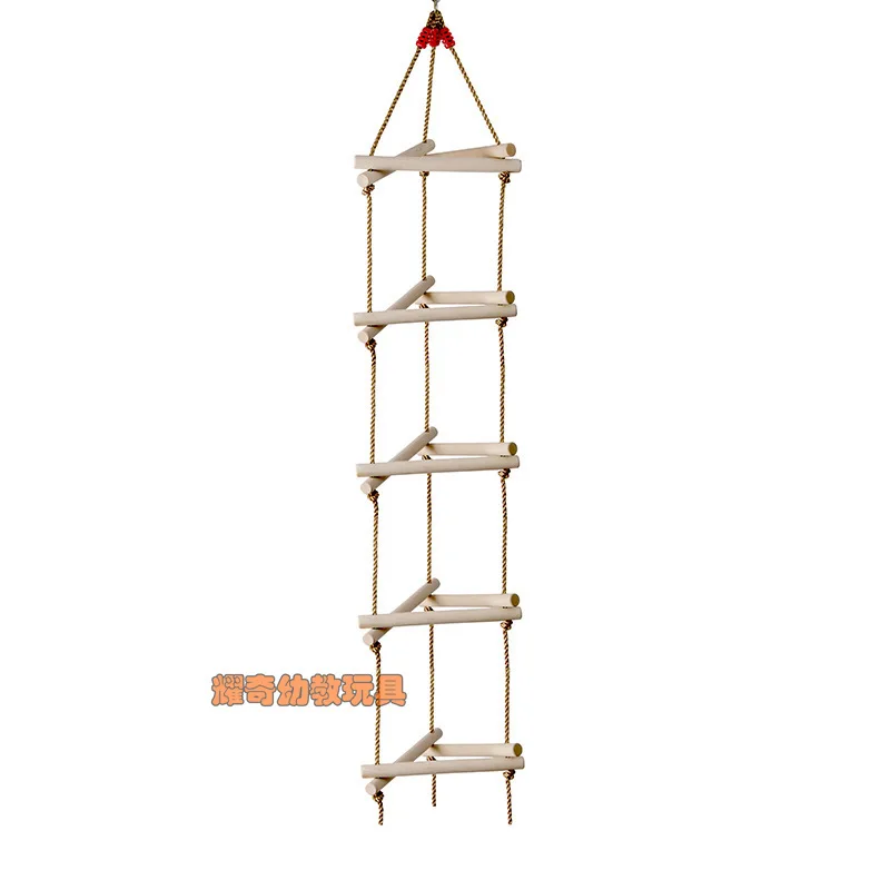 Triangular wooden ladder swing. Sensory integration training equipment. Children's toy climbing hanging single head