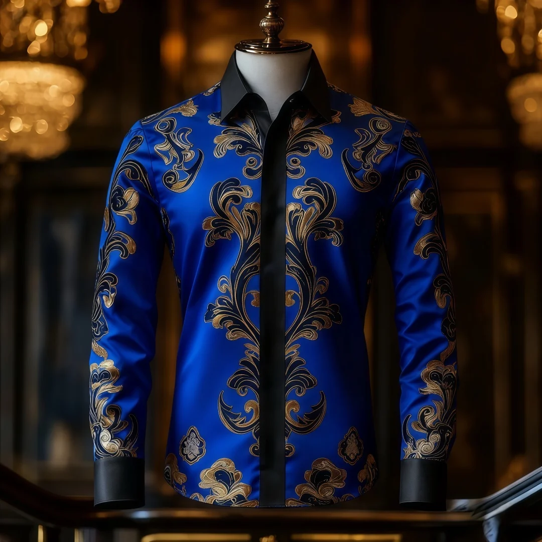 

Disfraz de Halloween con desplazamiento geométrico retro para hombre, camisa de manga larga con botones, camisa de vestir infor