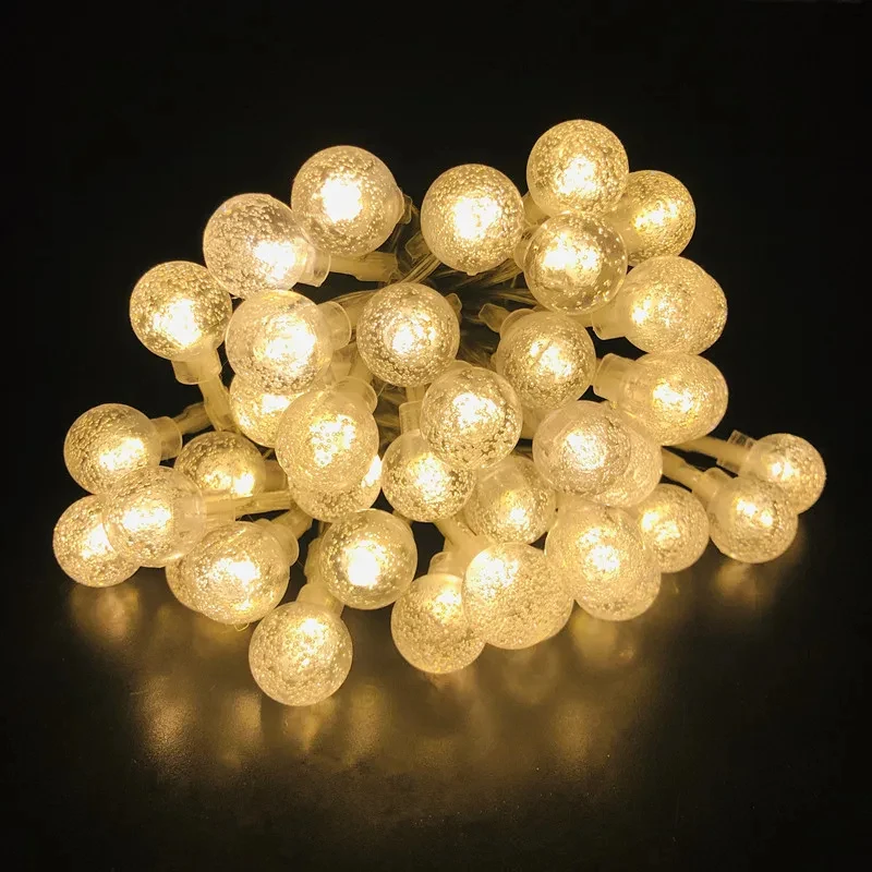 Guirxiété solaire LED en forme de boule de cristal, 10m, 50 diodes, décoration d'extérieur pour Noël ou jardin