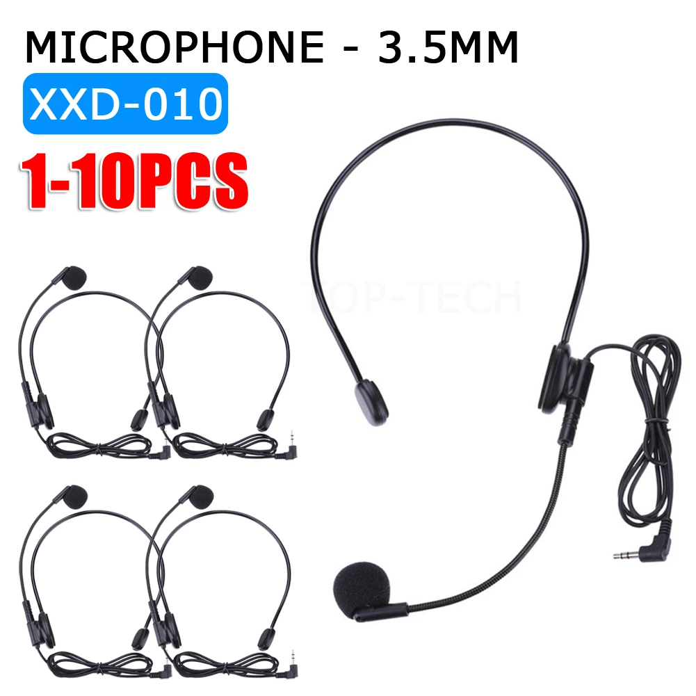 Portable Head-mounted Headset Microphone Flexible Boom Amplifie 3.5mm Lound Speaker for Loudspeaker/ teaching/sales promotion