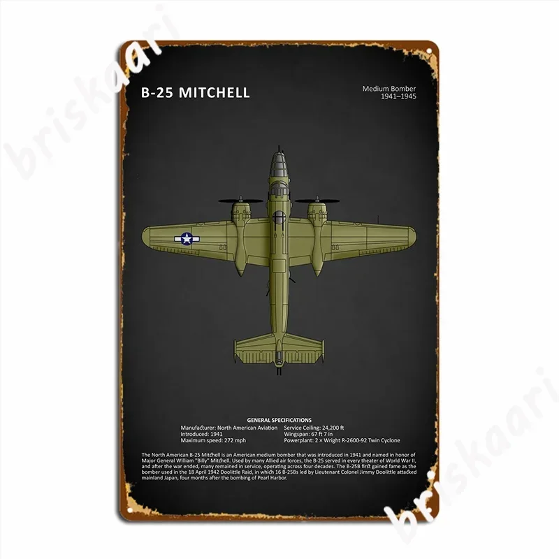 B25 Mitchell Bomber Poster Metal Plaque Cinema Living Room Garage Club Plaques Create Tin Sign Poster