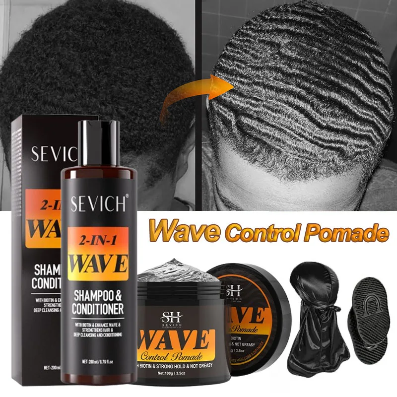 Wave Control Shampoo for Black Men Butter Styling Control Pomade Kit Natural Look Smooth Long Lasting Styling Braiding Gel