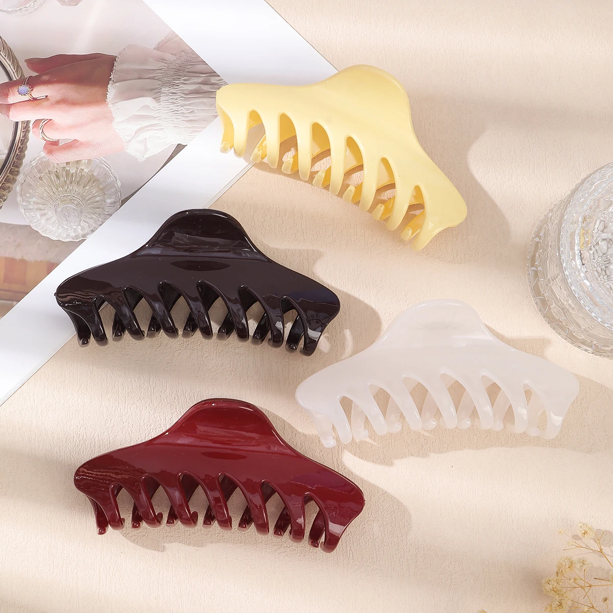 AWAYTR جديد ريترو الكورية مشبك شعر كبير السلطعون مقاطع الشعر القرش كليب دبوس الشعر بسيط موضة إكسسوارات الشعر للفتيات امرأة