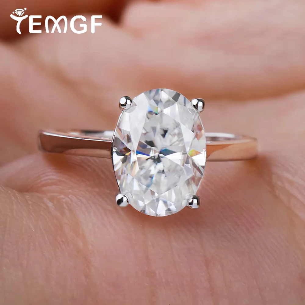 

TEMGF 1/2/3/4CT Oval Moissanite Ring for Women S925 Silver 4 Prong Holder Proposal Engagement Wedding Anniversary Gifts
