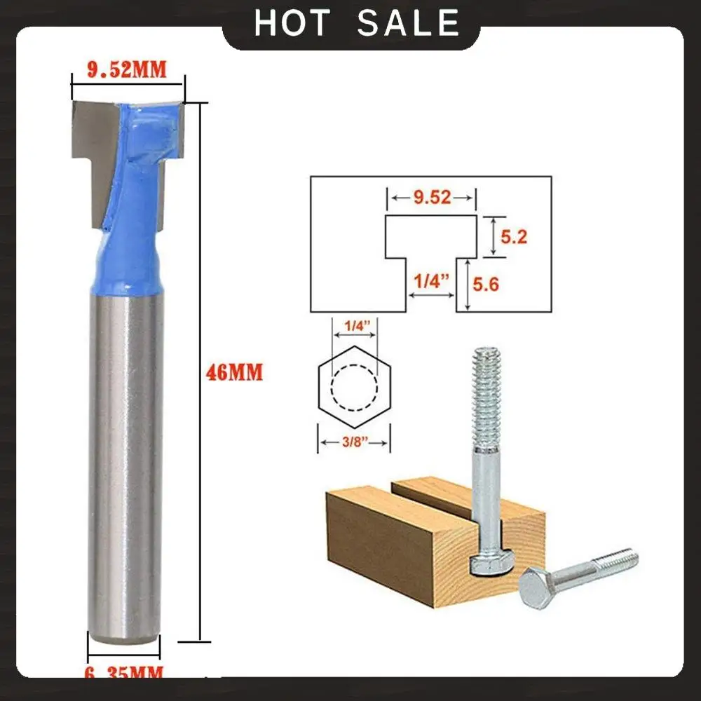 تسليم 24 ساعة 1/4 بوصة عرقوب T-فتحة القاطع راوتر بت مقبض فولاذي 3/8 بوصة و 1/2 بوصة طول قواطع النجارة للطاقة T #3