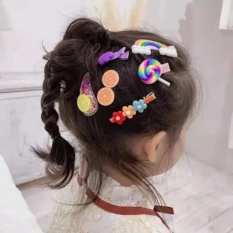 14Pcs/Set Hair Clips For Girls Cartoon Ice Cream Cute Children Hairpins Fashion Hair Accessories Children Candy Hair Clips