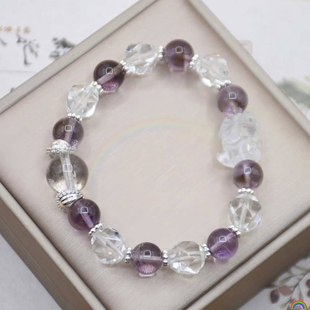 

Natural amethyst bracelet, women's white crystal cut, exquisite and high-end, versatile ins style jewelry bracelet, Rwbuy