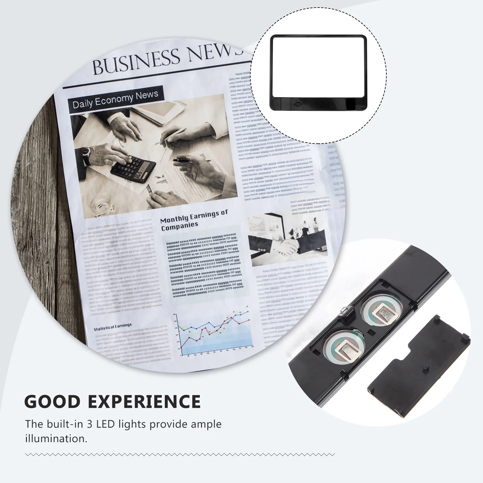 

Handheld Magnifier 3X Zoom LED Lamp Reading Magnifier for Books Page Reader High Definition PVC Lens Convenient Observation