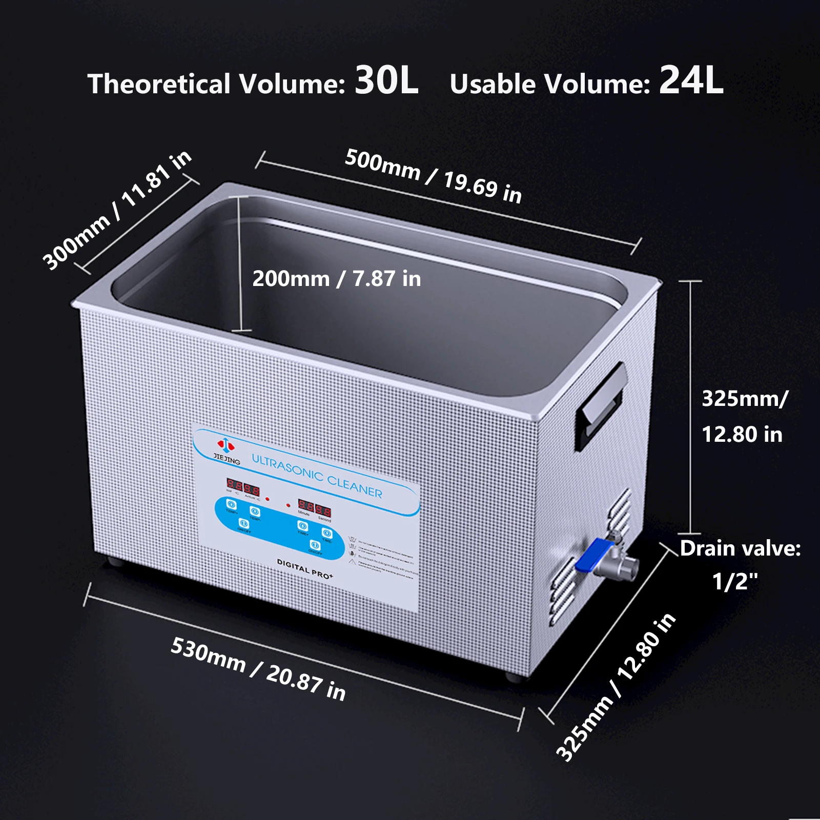 JIEJING 30L Ultrasonic Cleaner 40kHz Sonic Cleaner Machine Ultrasonic Bath Tub for Automotive Parts Carburetor Jewelry Glasses