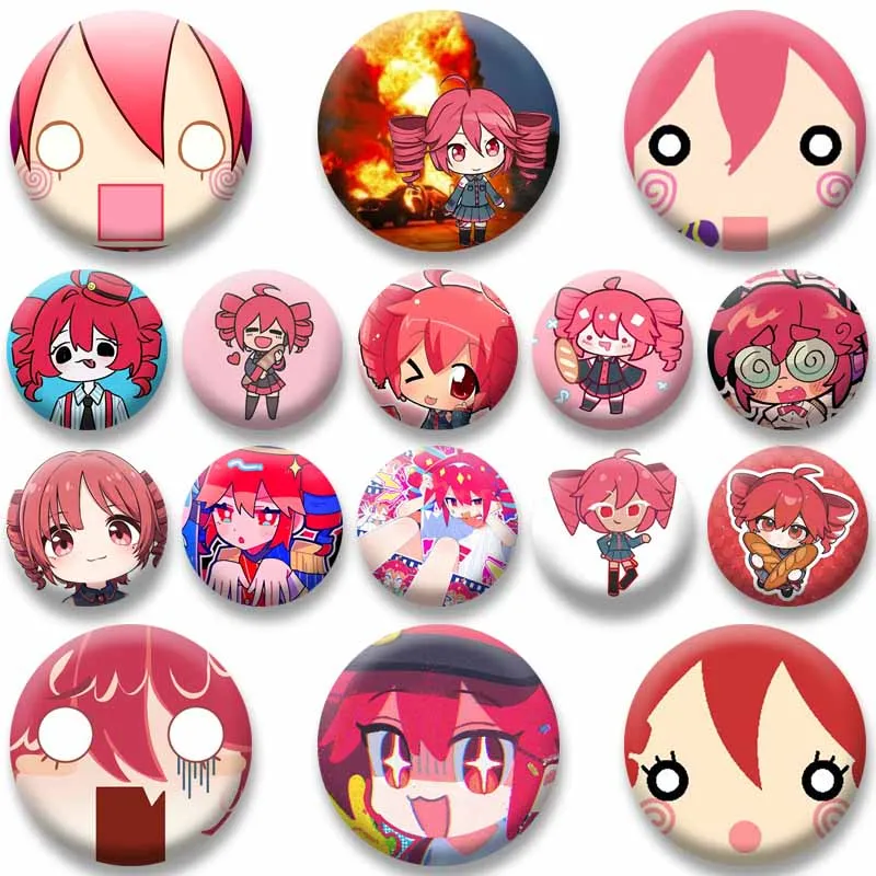 Cute Virtual Singer Kasane T-Teto Badges Cartoon Cosplay Button Brooch Jewelry Accessories DIY Hat Bag Lapel Pins Friend Gifts