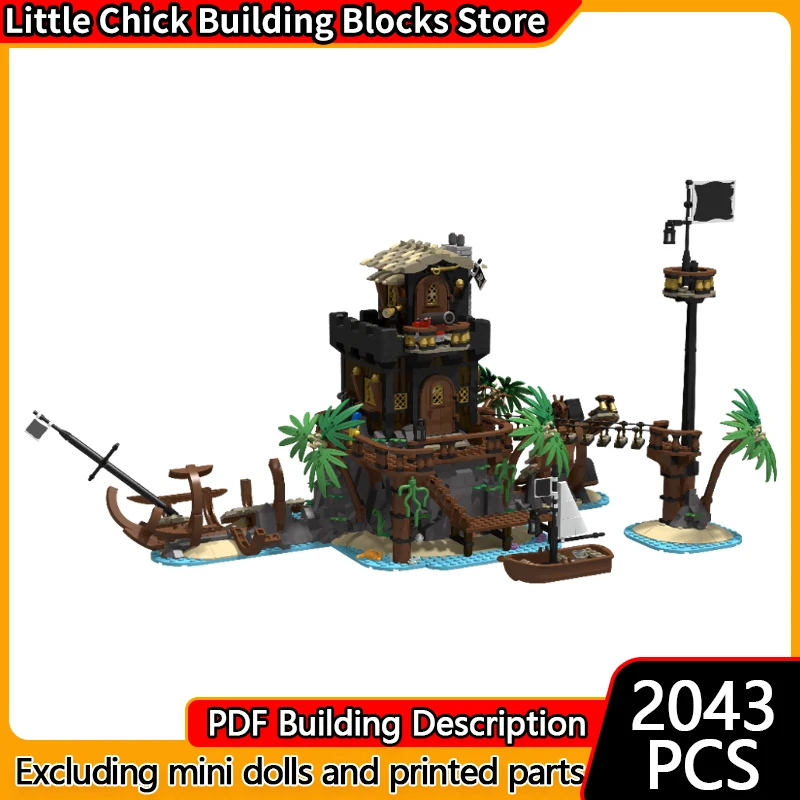 

Medieval Castle Model MOC Building Bricks Pirate Island Hideout Modular Technology Children Holiday Gifts Assemble Toys Suit