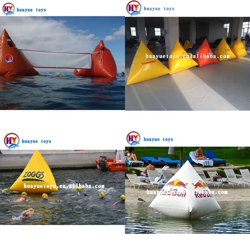 Advertising Water Tube Floating Triathlon PVC Yacht Inflatable Regatta Triangle Floating Swim Marker Buoy for Racing Marks