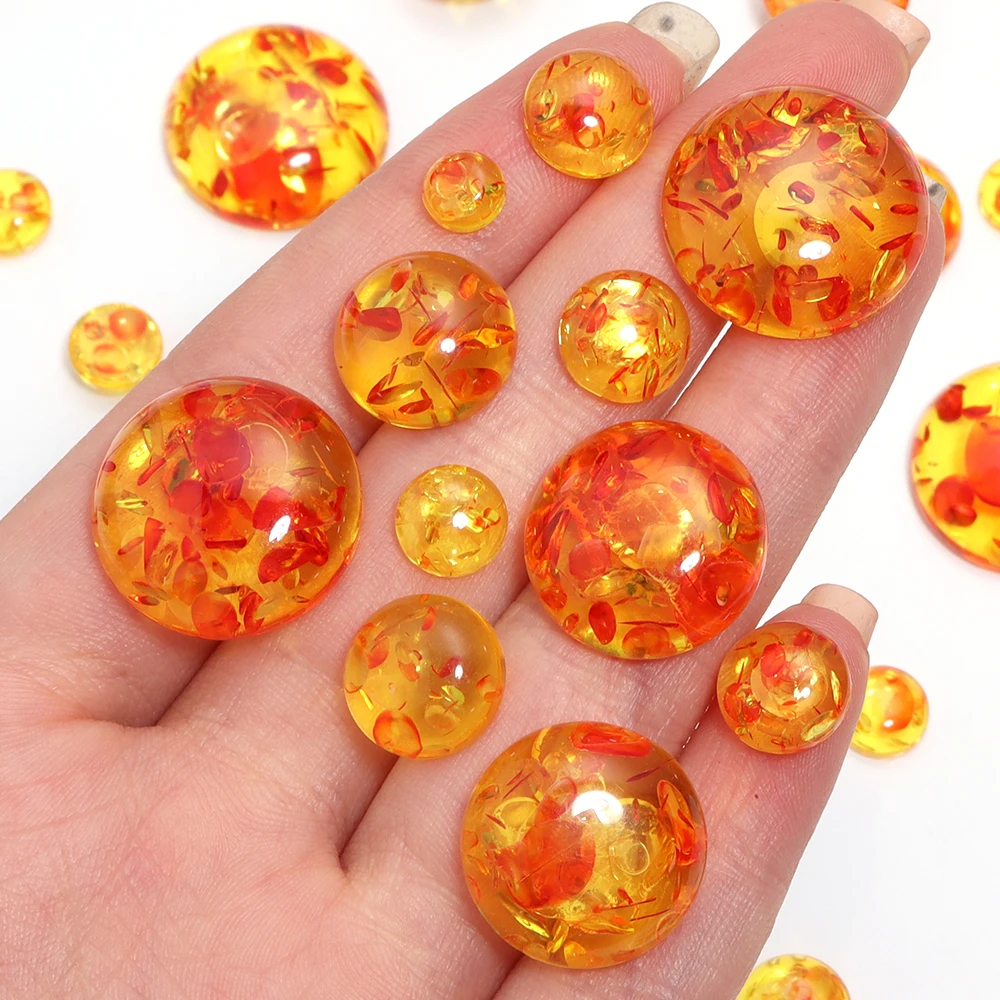 

20Pcs Multisize Resin Round Cabochon Imitation Amber Cabochon For Rings Earrings Pendant Jewelry Making DIY Accessories Supplies