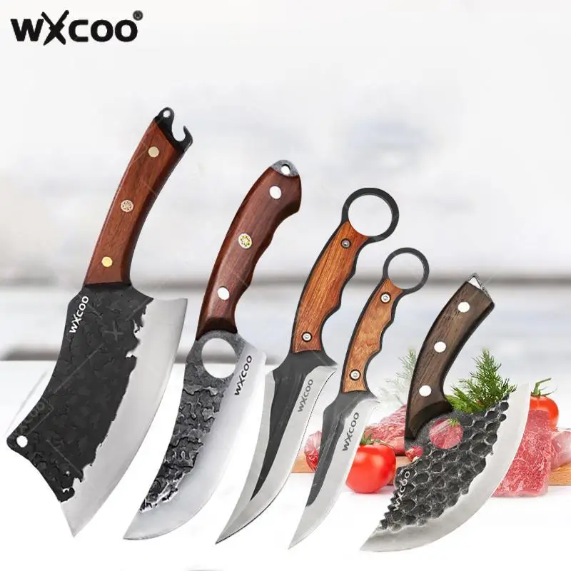 

WXCOO Многофункциональный кухонный нож из нержавеющей стали, бытовой кованый нож ручной работы, нож для барбекю, нож для резки мяса, очистка фруктов