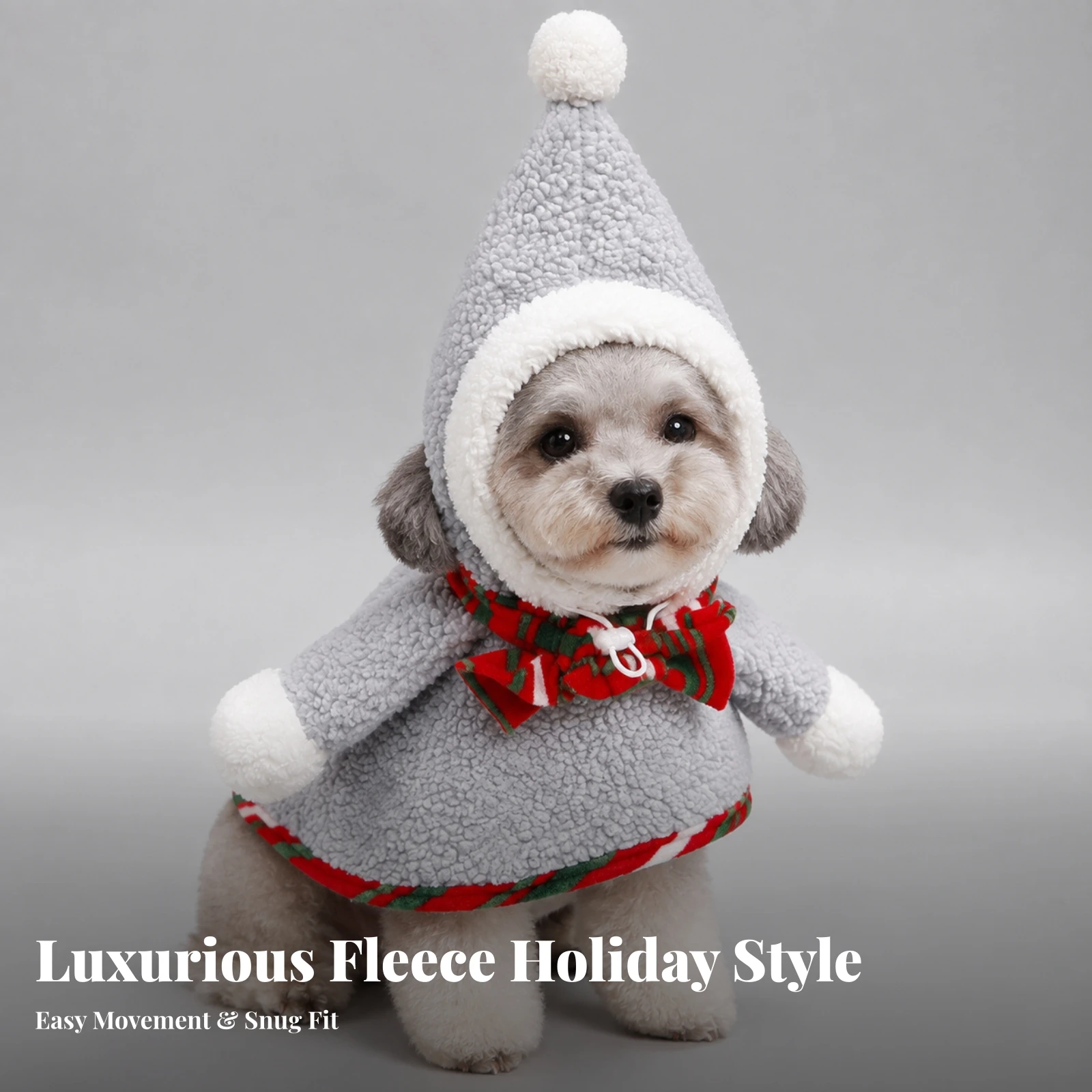 Pet Winter Costume with Hood Soft Christmas Pet Costume Comfortable Easy to Wear for Dog Owners, Seasonal Photos