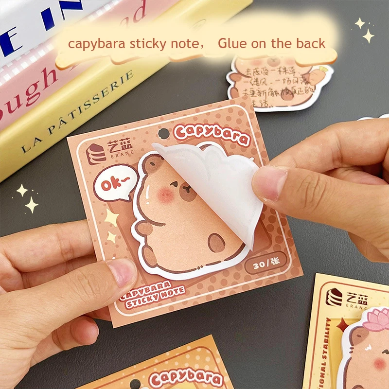 4packs Capybara Sticky Note Kawaii Offices Accessories Notepad Aesthetic Stationery Material Paper Student Planner Sketchbook