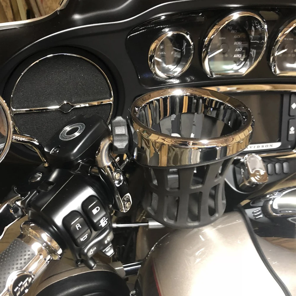 

FOR ROAD KING ROADKING Drink Holder Habitat Chrome and Rubber Chrome DRINK HOLDER WITH PERCH MOUNT