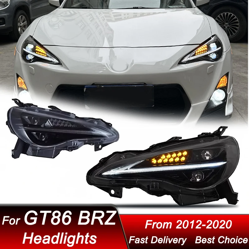 Car Headlights For Toyota GT86 Subaru BRZ 2012-2020 blue start full LED Upgrade High Configure Projector Lens Accessories Kit