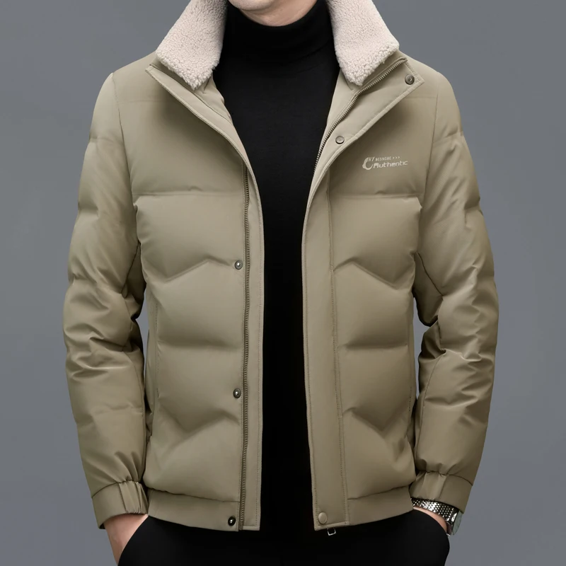 YX-2610 Men's New White Duck Down  Jacket Short, Thickened Winter Clothes, Flip Collar, Cold Proof, Warm And Casual Jacket