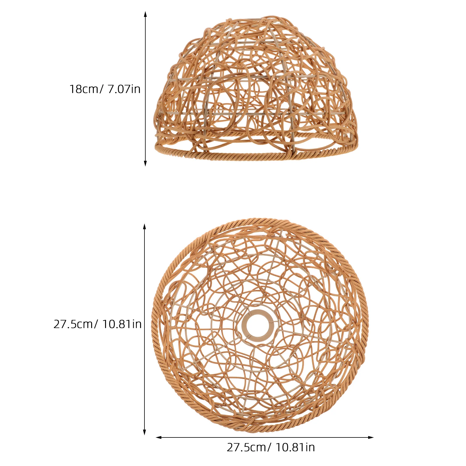 Handgewebter Lampenschirm aus Kunst-Rattan, Vintage-Stil, dekorative Lichtabdeckung, einfacher Anhängerschirm, minimalistisches Design für den Boden